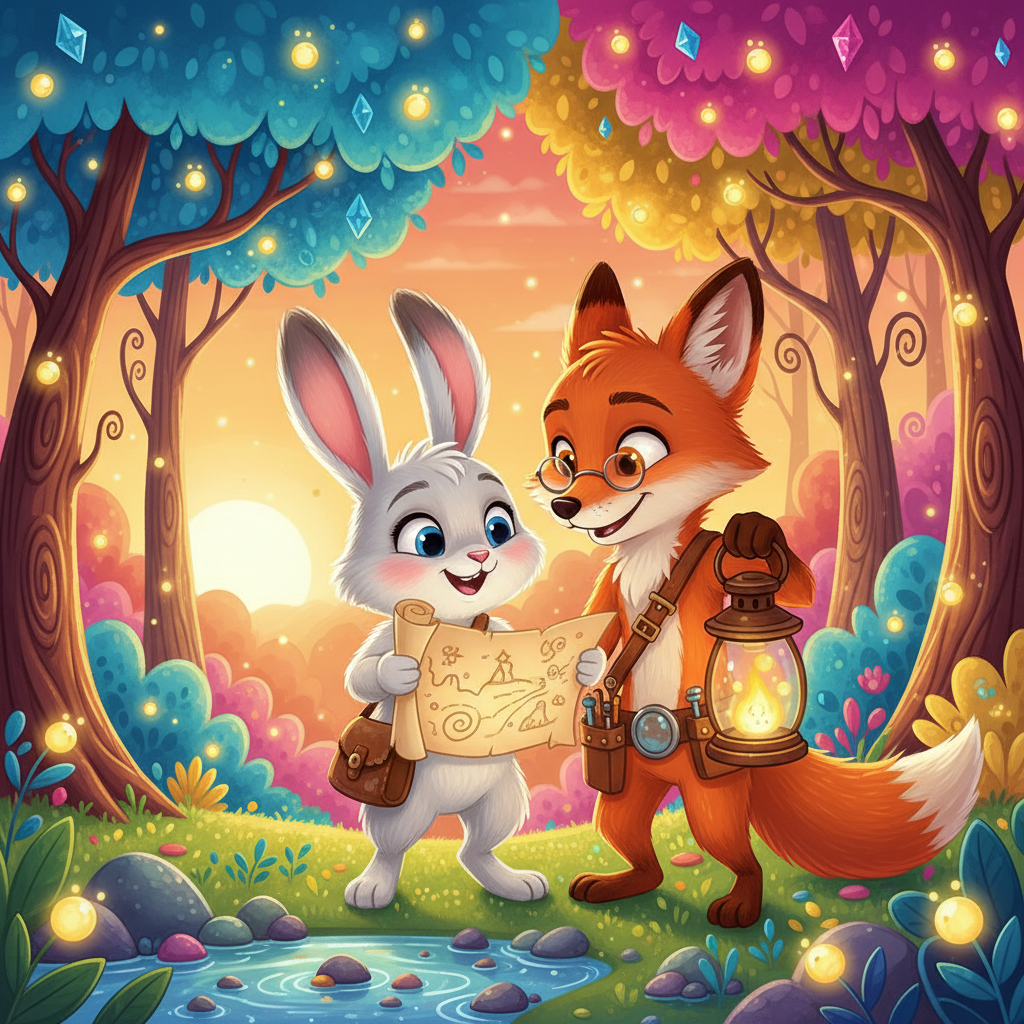 A magical forest adventure at sunset...